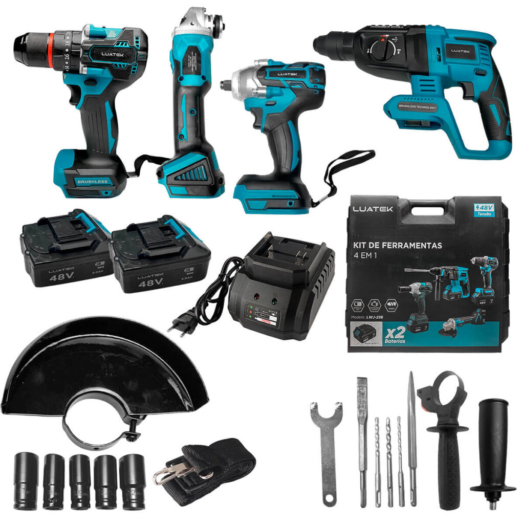 Kit Profissional 48V 4.0Ah Parafusadeira Torque e Furadeira