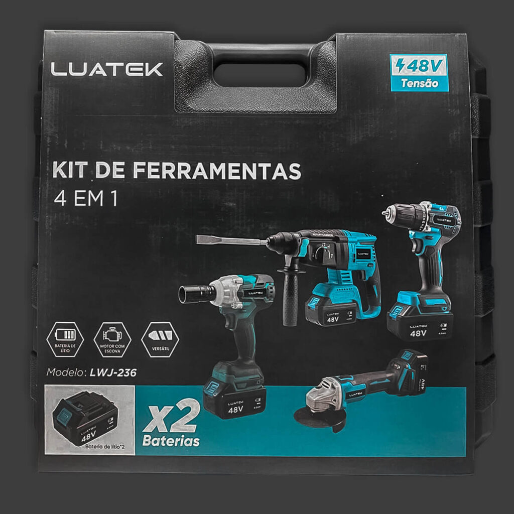 Kit Profissional 48V 4.0Ah Parafusadeira Torque e Furadeira