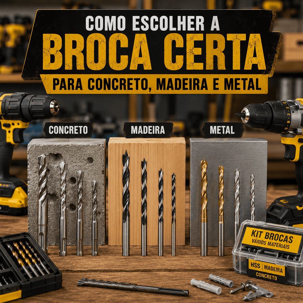 Como escolher a broca certa para concreto, madeira e metal